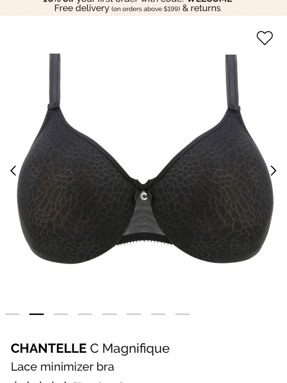 Chantelle C Magnifique Lace Minimizer Bra — Black Sz 38 DDDD